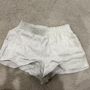 Reformation Linen-Blend High-Waist Cream Shorts